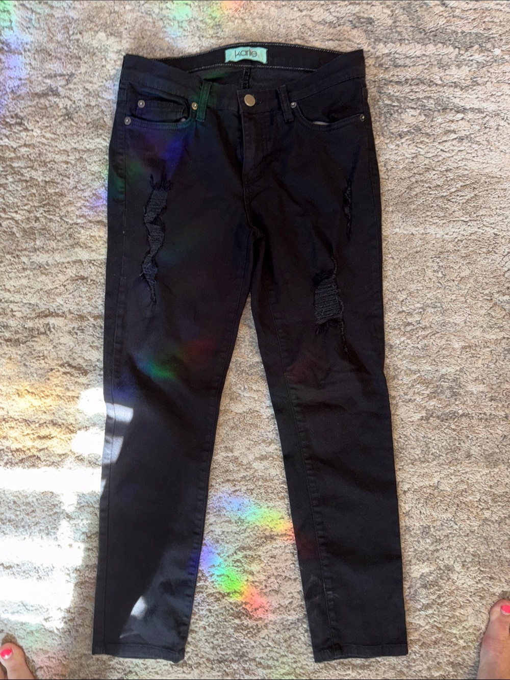 OFFERS OPEN! Kensie Black Distressed Mid-Rise Skinny Jeans size 28 7 skinny jean